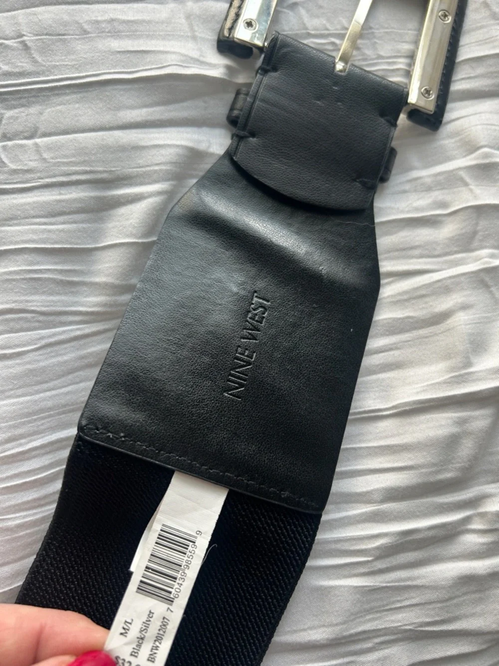 Nine West elastic M L Black Wide Women's Belt with Square Buckle - Picture 6 of 10